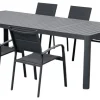 Ensemble table de jardin Capri avec table réglable - 8 chaises de jardin - Aluminium - Noir
