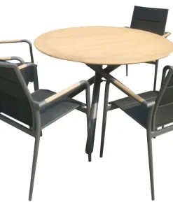 Ensemble table de jardin Naples avec table en polywood - 4 chaises de jardin - Aluminium - Noir