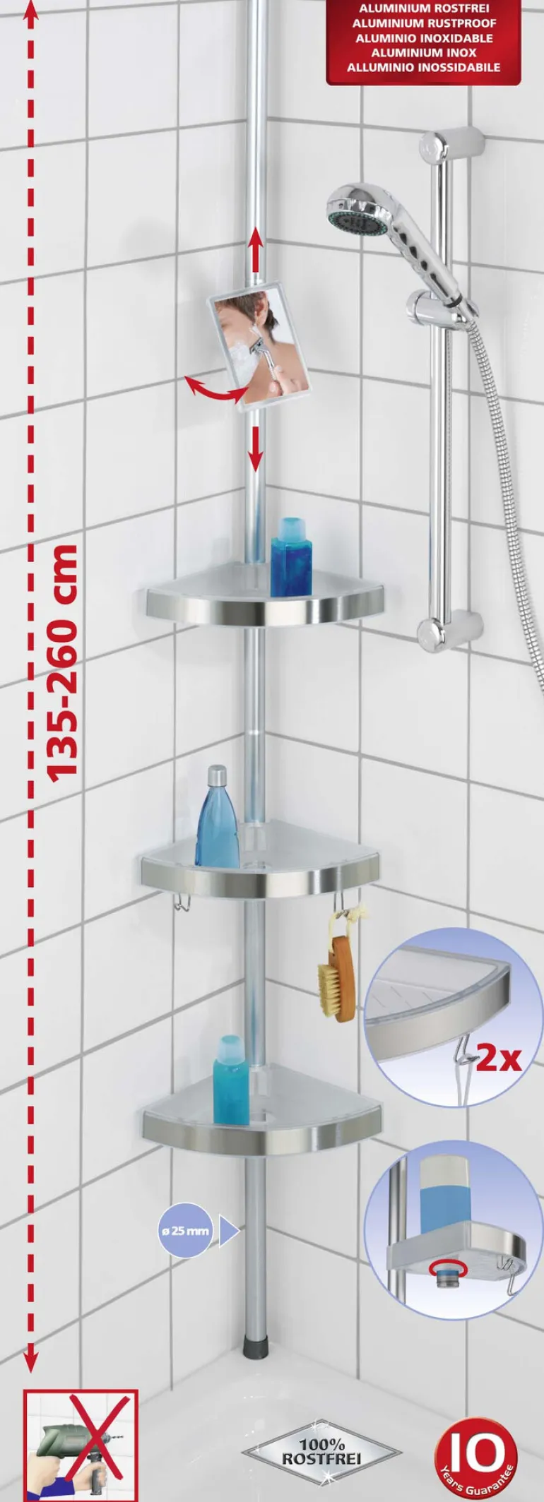 Etagère premium téléscopique 135 - 260 cm