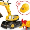 Falk pelleteuse JCB avec remorque et casque