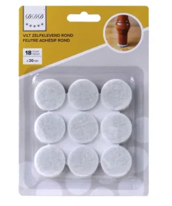 feutre adh 30 mm rond blanc 18 pieces