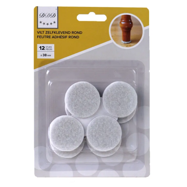 feutre adh rond 38 mm blanc 12 pieces