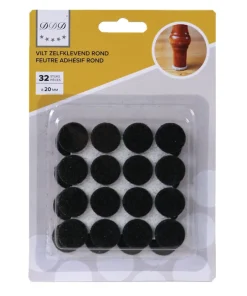 feutre adh rond 20mm noir 32pieces
