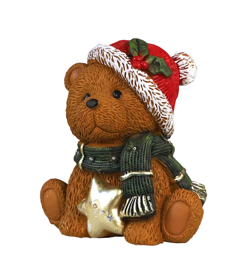 Figurine ours Noël avec lumière LED 30cm