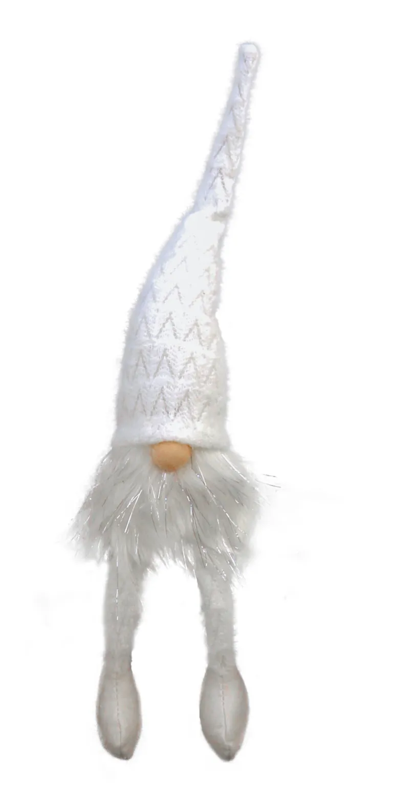 Gnome blanc avec pattes suspendues47cm