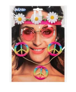 Hippie Set Flower Power - bandeau + lunettes + pendants d'oreille + collier