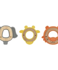Jouet de dentition ANIMAL bois & silicone - tigre, girafe, éléphant - 3m+