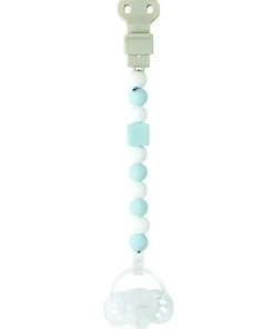 Lapidou Attache sucette Silicone bleu clair- blanc