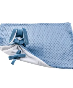 Lapidou Plaid Doudou Bleu/Blanc 50x50 cm