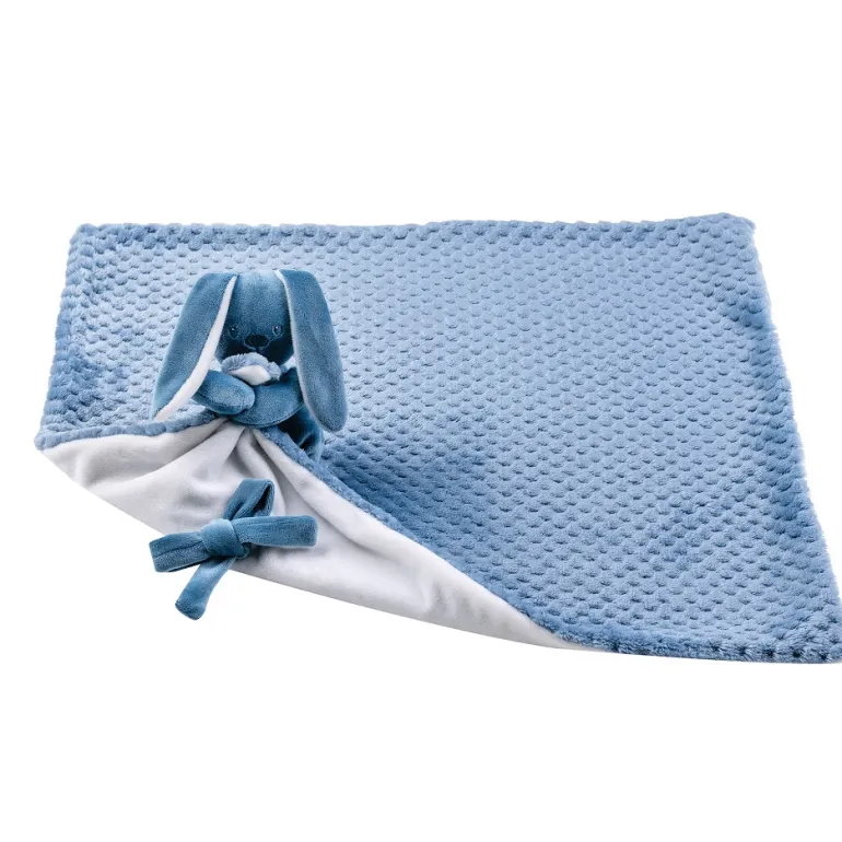 Lapidou Plaid Doudou Bleu/Blanc 50x50 cm