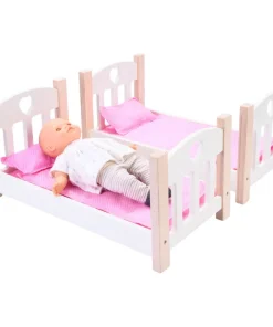 Lit superposé pour poupées rose/blanc