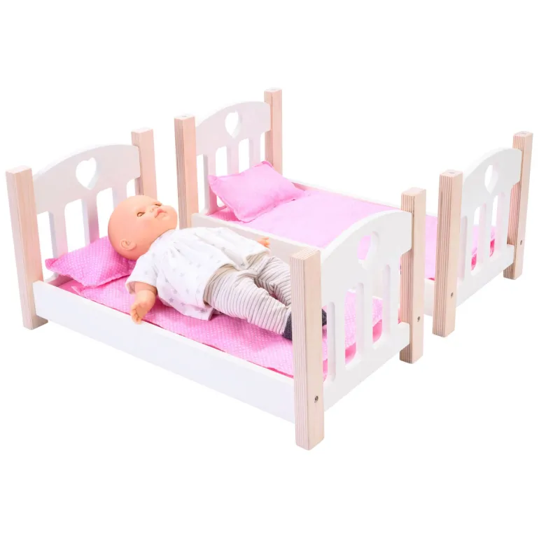 Lit superposé pour poupées rose/blanc