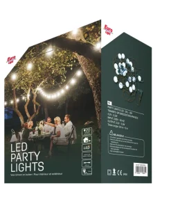Lumière de Fête LED - 20 Ampoules - Blanc Chaud