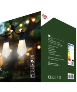 Lumière de Fête LED - 20 Grandes Ampoules - Blanc Chaud