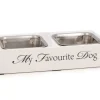 Mangeoire double 'My favourite dog' blanc 30 x 16 x 6 cm