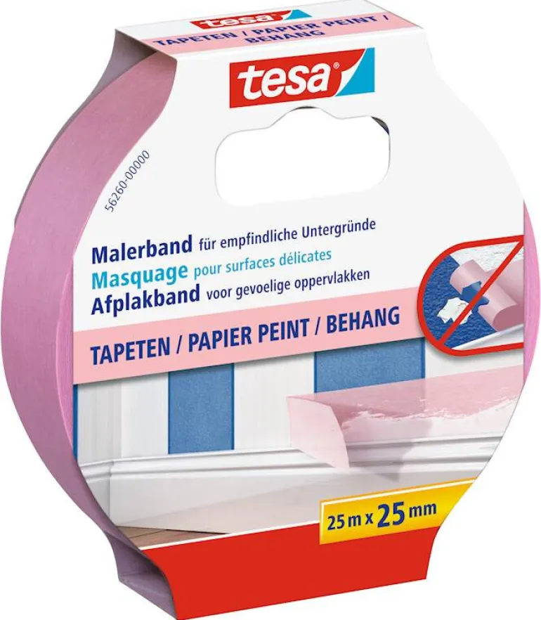 Masquage pour surfaces sensibles rose 25 m x 25 mm