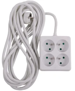 Multi-prises carré avec corde blanc 5 m