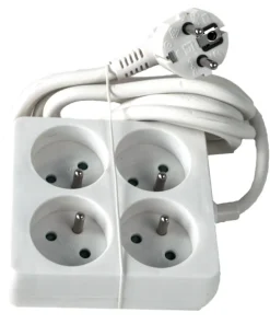 Multi-prises carré avec corde blanc 1,5 m