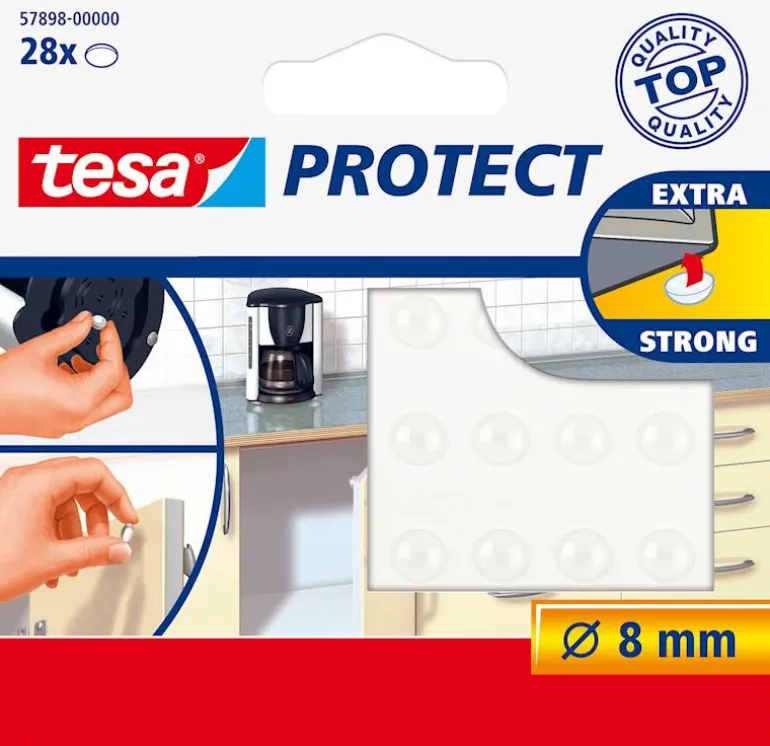 Pastilles anti-glisse et anti-bruit pour objets sur surfaces délicates Ø 8 mm Transparent.