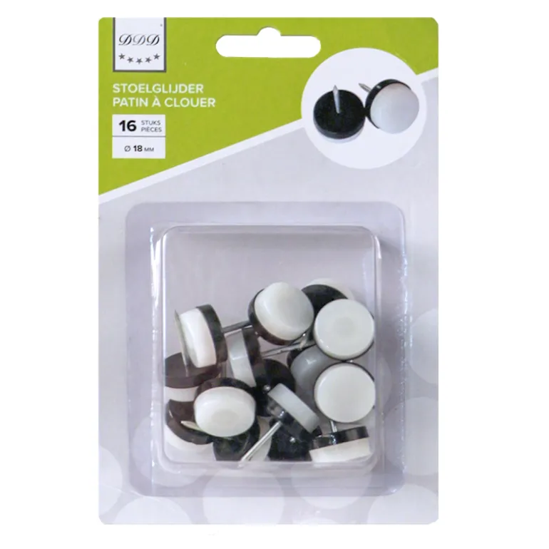 patin a clouer 18 mm blanc et noir 16 pieces