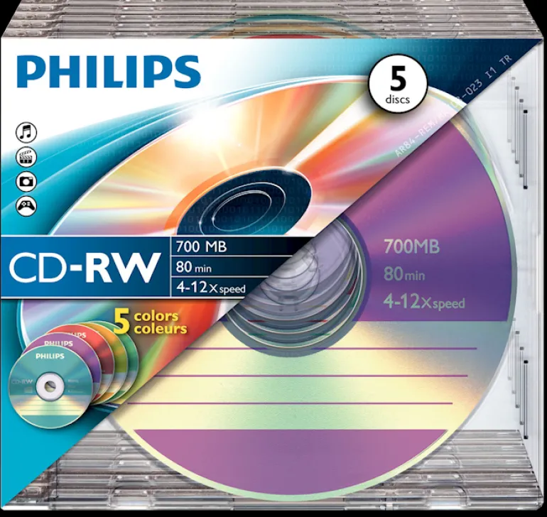Philips CD-RW 80 min / 700 MB 4-12x 5 pièces