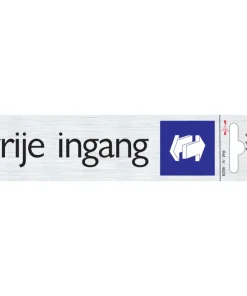 Pictogramme en aluminium vrije ingang 6,5 x 4,4 cm