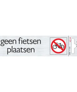 Pictogramme en aluminium geen fietsen 16,5 x 4,4 cm