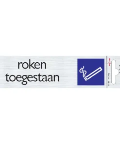 Pictogramme en aluminium roken toegestaan 6,5 x 4,4 cm