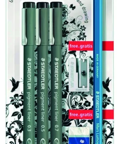 Pigmentliner+ crayon, gomme et taille-crayon