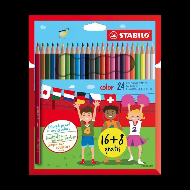 Pochet avec 16 crayons de coleur + 8 gratuit