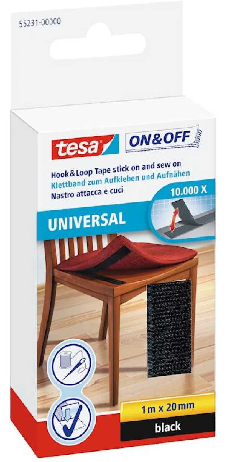 Pour la fixation de tissus sur des surfaces dures 20 mm x 100 cm noir
