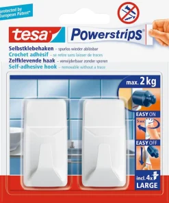 Powerstrips® crochets L rectangulaires blancs (2 crochets + 4 languettes)