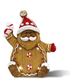 Père Noël en pain d'épice avec lumière LED 35cm