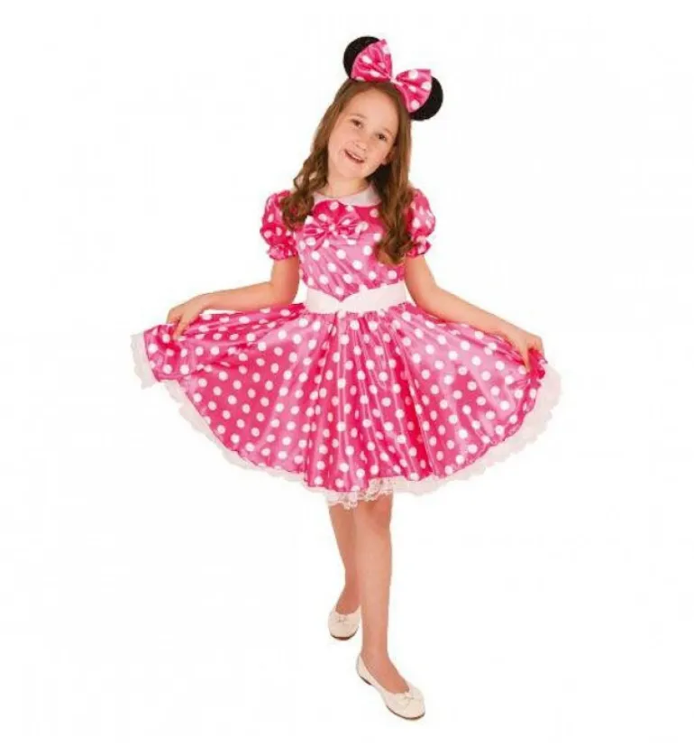 Robe de déguisement Minnie Mouse - Rose à pois blancs - Taille 140