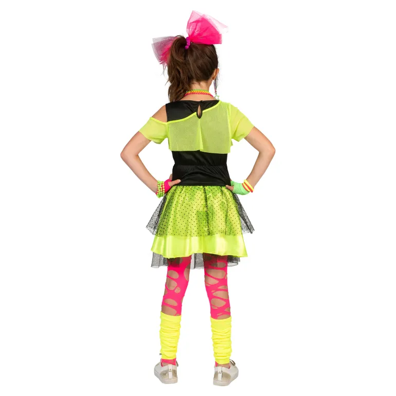 Robe enfant fluo des années 80 Kiss The Girl - Taille 140