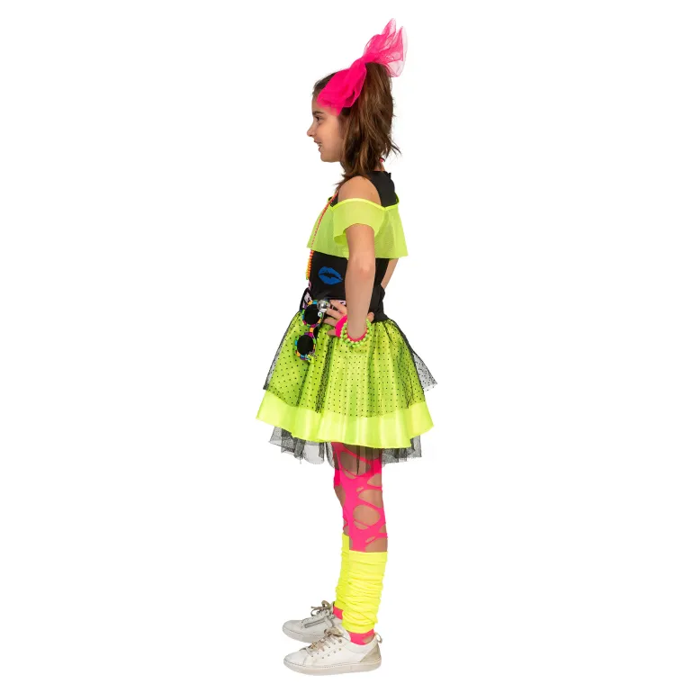 Robe enfant fluo des années 80 Kiss The Girl - Taille 164