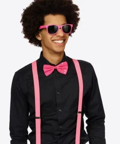 Set Fluo Fuchsia - Bretelles + Nœud Papillon + Lunettes
