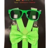 Set Fluo Vert - Bretelles + Nœud Papillon + Lunettes