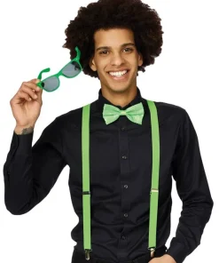 Set Fluo Vert - Bretelles + Nœud Papillon + Lunettes