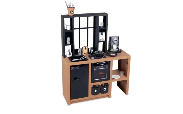 Smoby Cuisine de Jeu Cuisine Loft - 32 Pièces - Brun