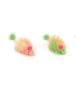 Souris poil long arc ciel 6,5 cm