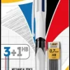 Stylo 3 couleurs avec 1 porte-mine rechargeable 0,7 mm