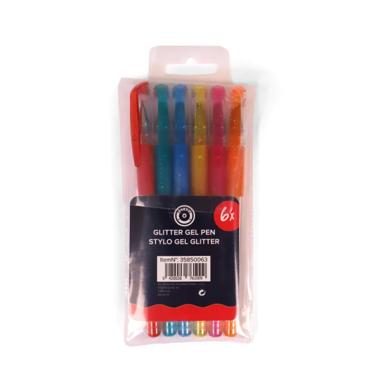 Stylo gel pailleté 6 pièces
