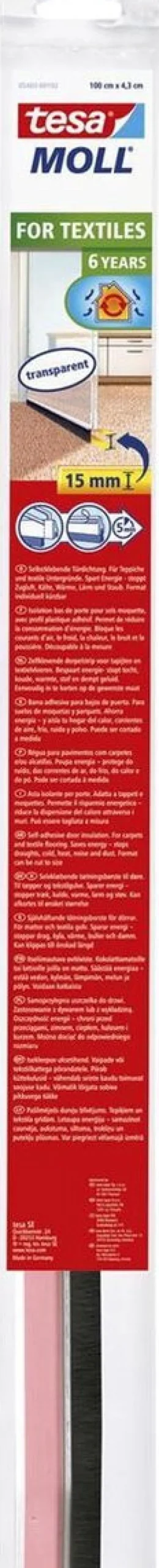 Tesa isolation bas de porte pour textiles 1m 4,3cm transparent
