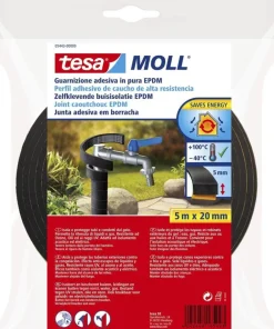 Tesa Moll Isolation tuyau EPDM adhésif 20 mm 5 m - Noir