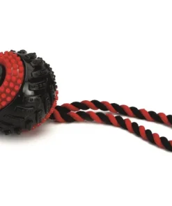 Tpr pneu balle avec corde noir / rouge