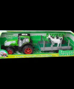 Tracteur avec animaux et chariot