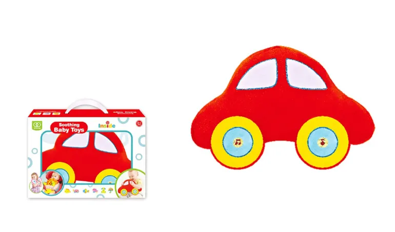 Voiture en peluche rouge