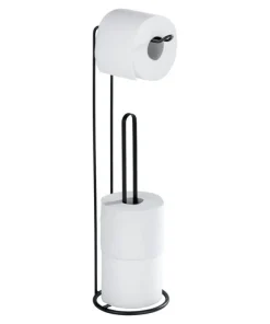 Wenko Lugano Porte-rouleau et réservoir de toilette 2en1 54 cm - noir