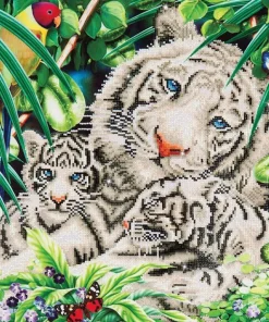 White Tiger&Cubs Diamond Dotz